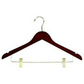 Flat Wooden Suit Hanger w/Clips (Walnut/Brass)